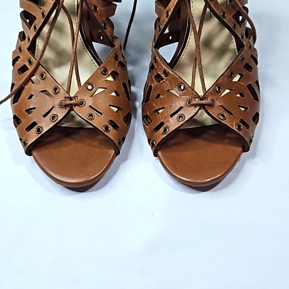 Jessica Simpson Emagine Brown Leather Sandals Size 6 - Picture 3 of 9
